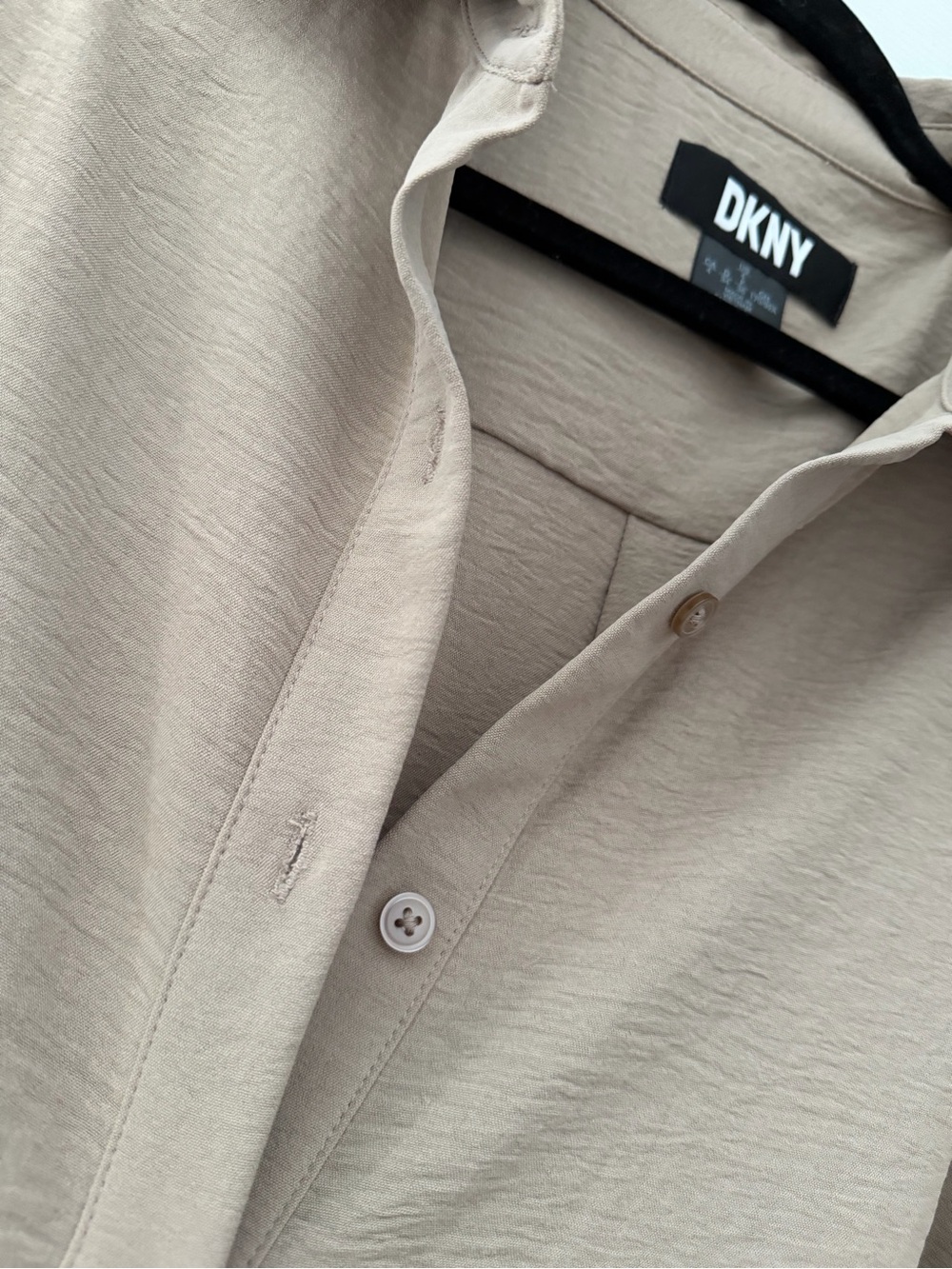DKNY Taupe Button-Front Midi Shirt Dress - Picture 10 of 10